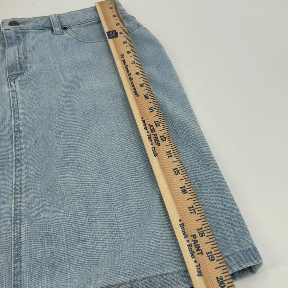 LL Bean Favorite Fit Denim Skirt Light Wash Blue Cotton Blend Size 8 Regular